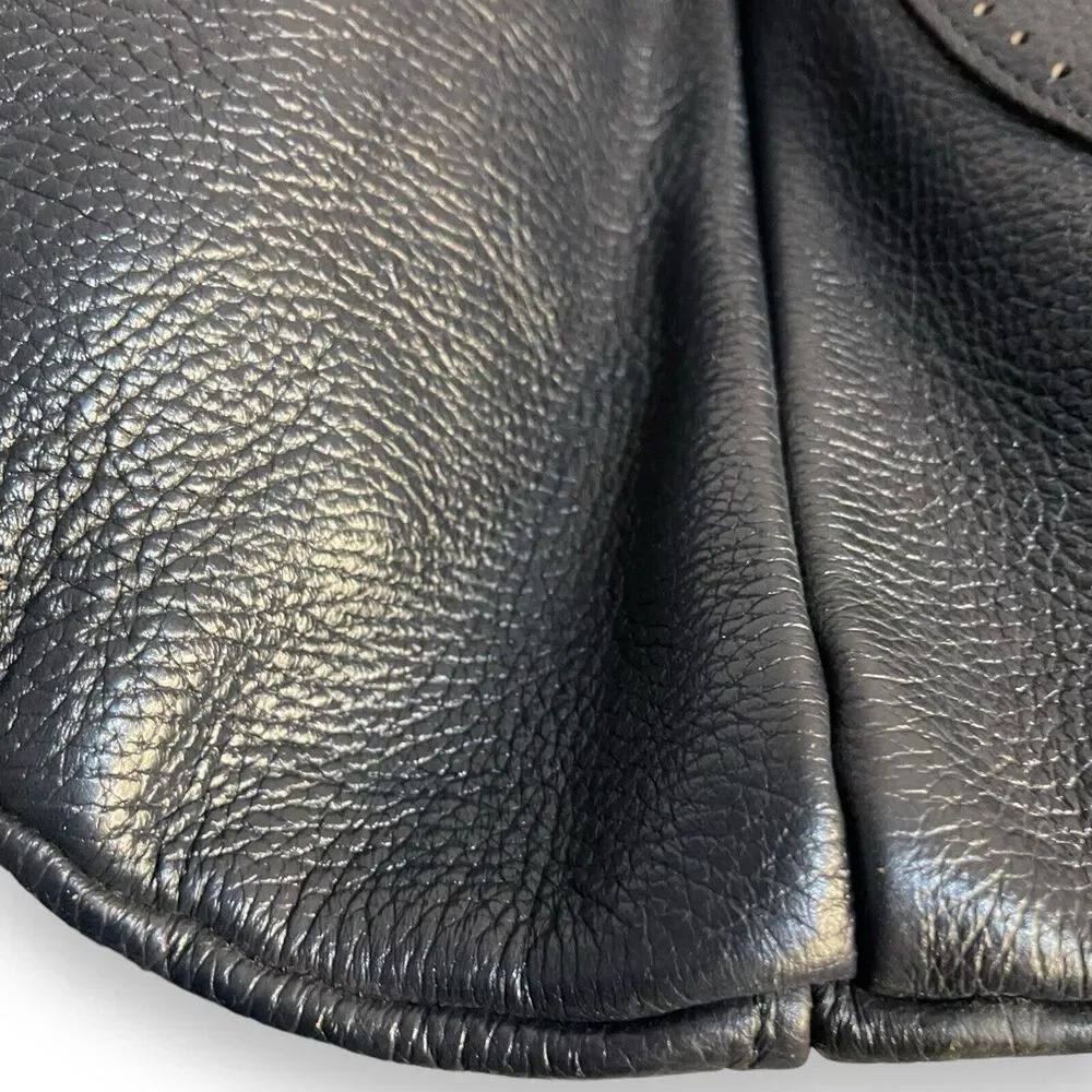 Pebble Faux Leather Shoulder Bag Women's Dark Blue Western Boho Hobo Pockets VTG